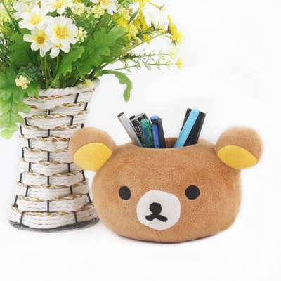 Korean edition fashion bear office stationery creative multi-function cartoon student cute plush toys plush brush barrel