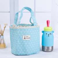 Korean sweet portable cotton canvas bento bag iced pack picnic bag insulated lunch cooler bag